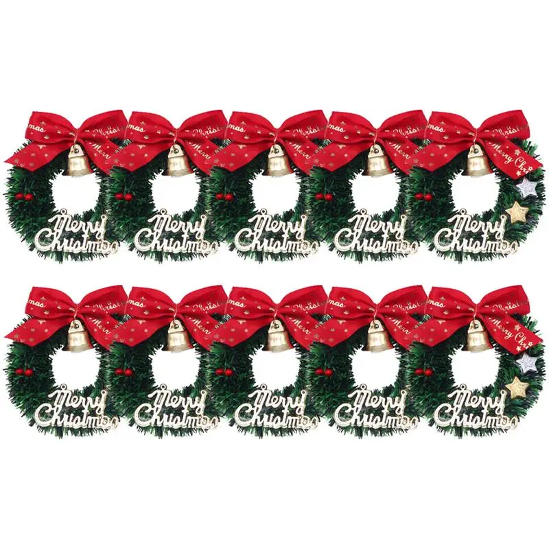 10pcs Decorative DIY Miniature Christmas Wreath Christmas Tree Wreath Toy Wreath Xmas Decoration Wreath Pendants