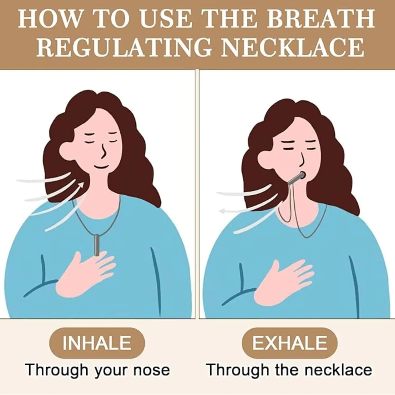 Stress Anxiety Quit Smoking Smokeless Inhaler Calming Relief Chain Breathlace Necklace Anti Vaping Mindfulness Breathing Tool