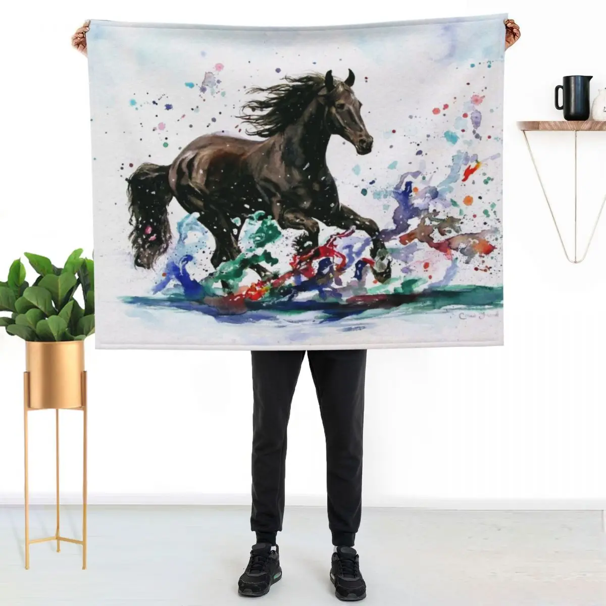 Watercolor Horse Painting - A Splash of Spirit Throw Blanket Comforter Bed covers Baby Vintage Blankets