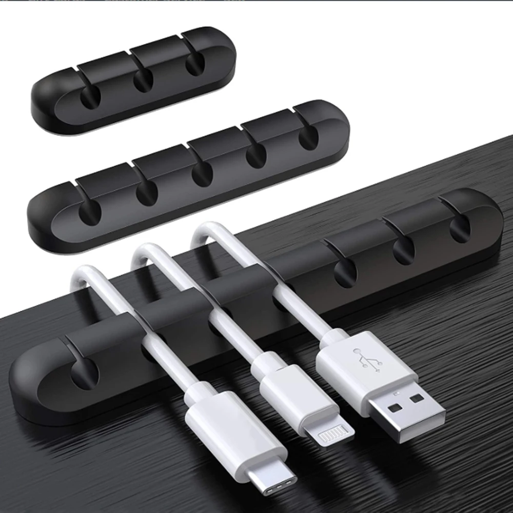 Flexible Cable Organizer 3/5/7 Hole Cable Management Clips for USB Charging Cable Nightstand Power Cord Mouse Cable Fixation