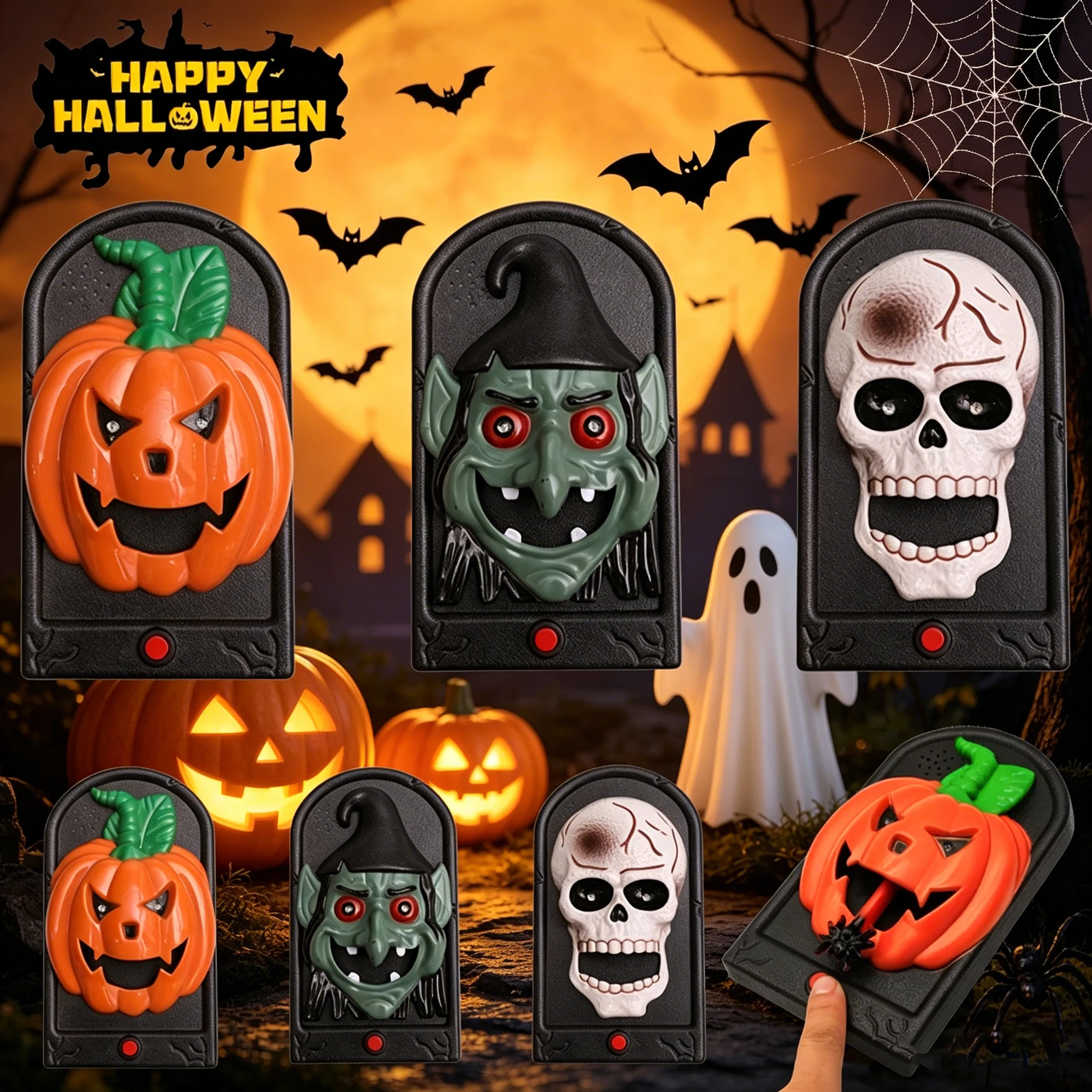 Horror Tech Doorbell Prank Motion Activated Scream Sound Effect for Halloween Instant Scare Jump Prop with Terrifying Voices