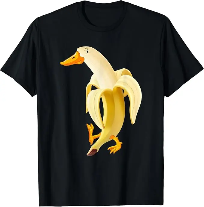Lustiges Enten-in-Bananen-T-Shirt Y2K Tierliebhaber Bananen-Kleidung Neuartiges Geschenk Humor Enten-Kunst Grafik Streetwear Bekleidung Spruch-T-Shirt – Detail 8