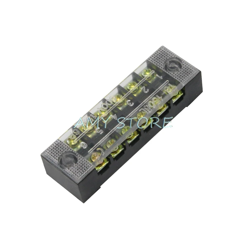 2Pcs 600V 15A 6 Positions Dual Row Screw Electric Wire Connection Barrier Terminal Strip TB-1506