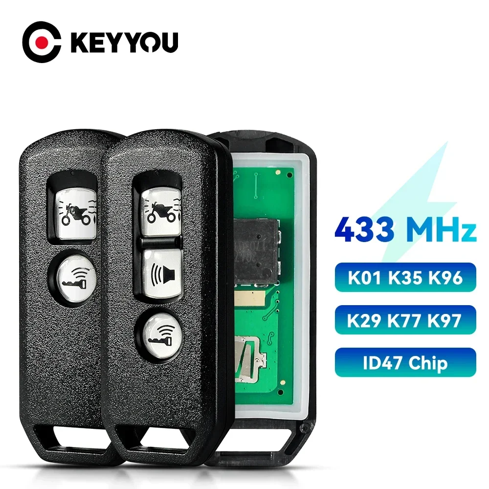 KEYYOU 열쇠가 없는 원격 열쇠 고리, 혼다 K35V3 ADV SH 150 포르자 300 125 PCX150 2018 오토바이 스쿠터 K01 K77 K96 K97, 434MHz