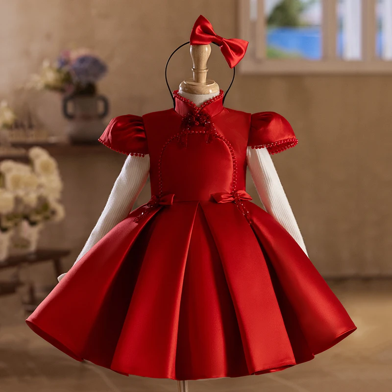 

Детское красное бальное платье принцессы, детское вечернее платье на день рождения для девочек, праздничное платье для фортепиано, пышное платье, одежда