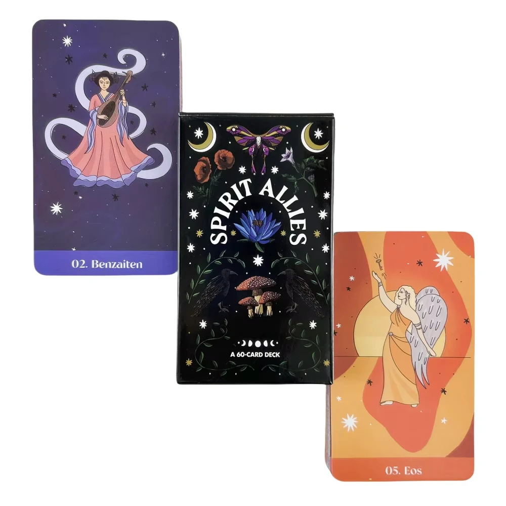 Spirit Allies Oracle Deck من Jill Pyle Spirit Guide نبات Oracle Goddess باللون الأسود والفضي #3