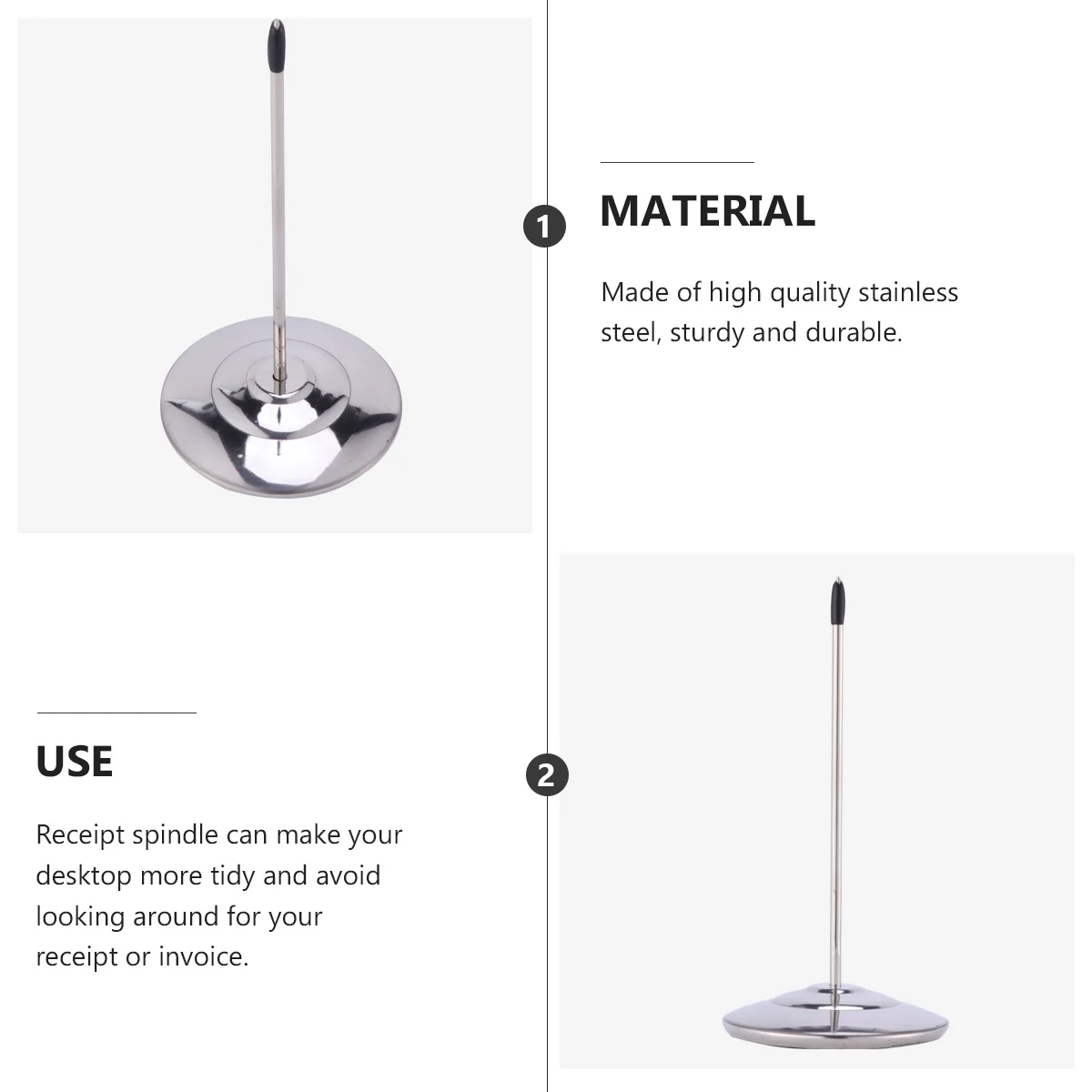 Restaurant Receipt Holder Stainless Steel Check Spindle Base Office Invoice Bill Fork Desktop Paper Memo Holder