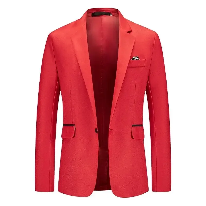 Traje de bloque de Color para hombre, chaqueta informal de moda de estilo occidental, trabajo de negocios, reunión de Color sólido, trabajo de Caballero de novio