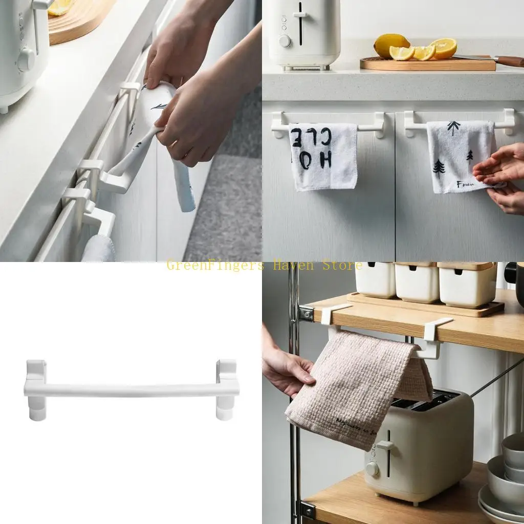 

F68D Towel Rack Over Door Towel Bar Hanging Holder for Bathroom Kitchen Cabinet Door