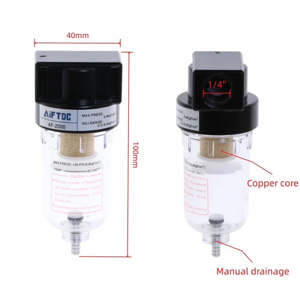 Unità di trattamento della sorgente accessoria del filtro dell'aria delle parti pneumatiche per la separazione dell'acqua dell'olio del compressore AF2000