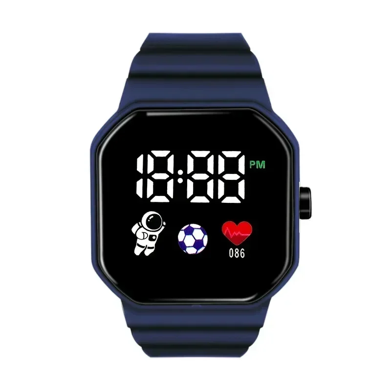 Reloj LED con esfera cuadrada para niños, reloj electrónico para niños, reloj inteligente con latido del corazón de astronauta, fútbol, visualización del tiempo PM, se puede cambiar