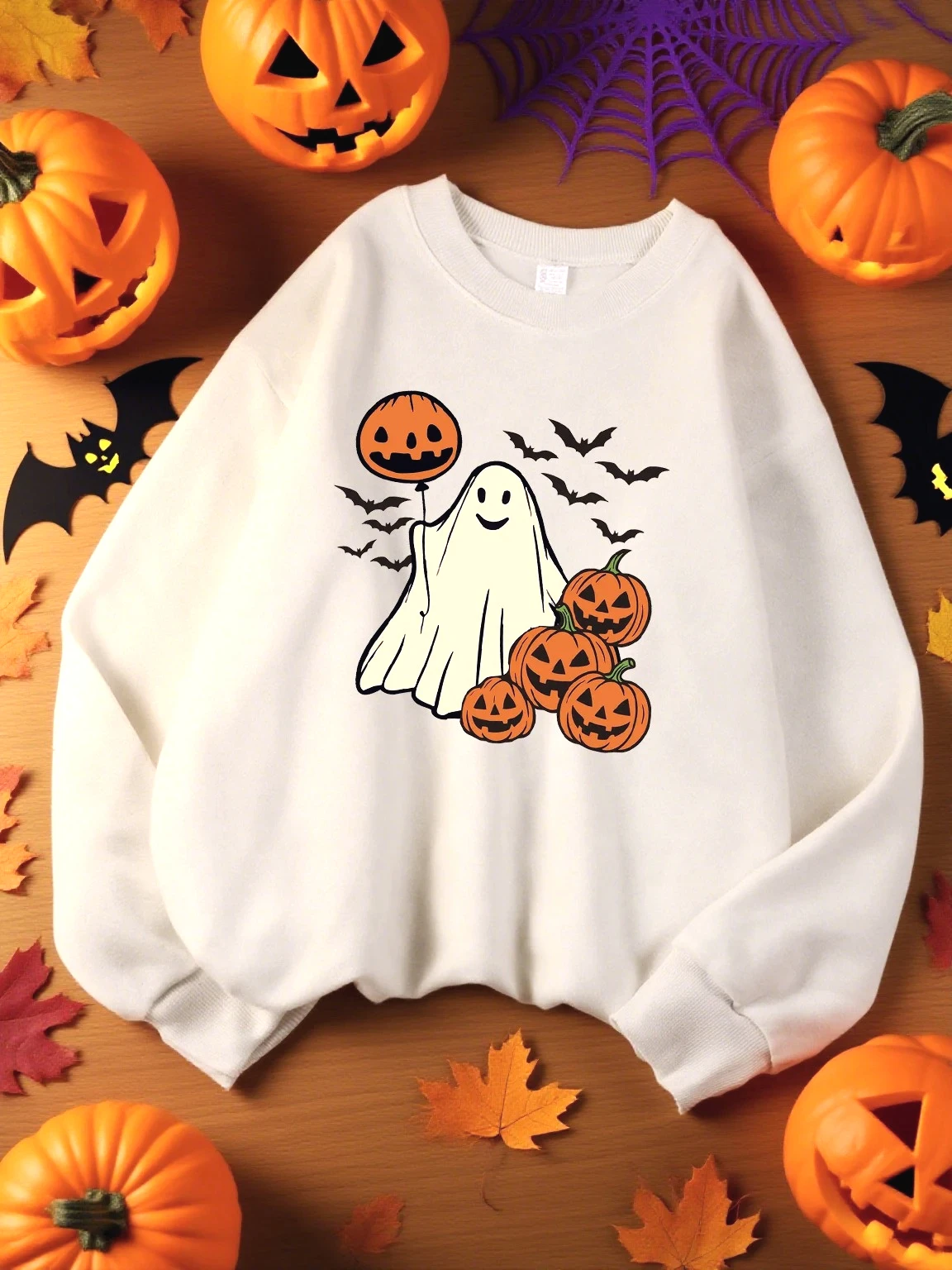 اليقطين بالون الشبح والخفافيش نمط البلوز امرأة الرياضة Y2K أعلى الخريف ملابس رياضية غير رسمية فضفاضة الهيب هوب بلوزات #5