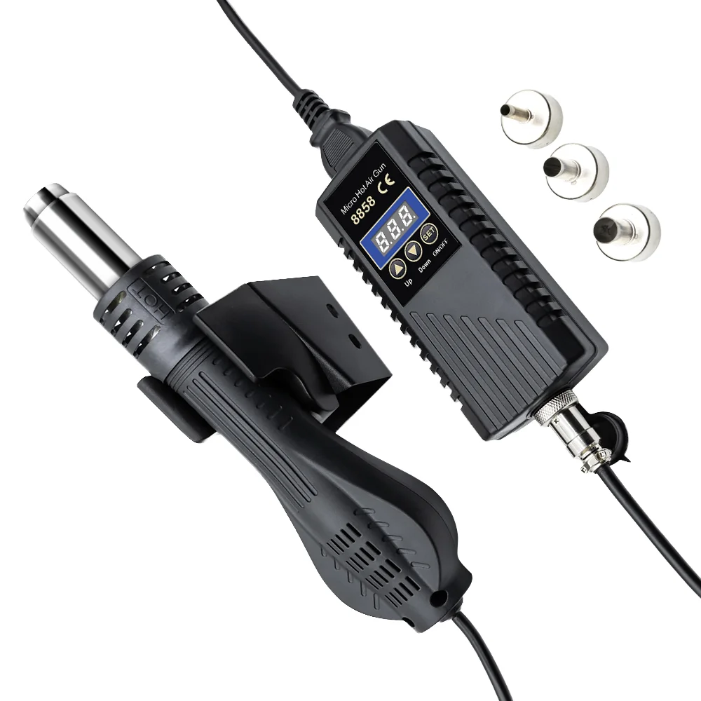 JCD 8858 Micro Rework LED Digital Hair Dryer 700W Hot Air Gun Soldering Station Industrial Grade Pump Welding Repair Heat Guns