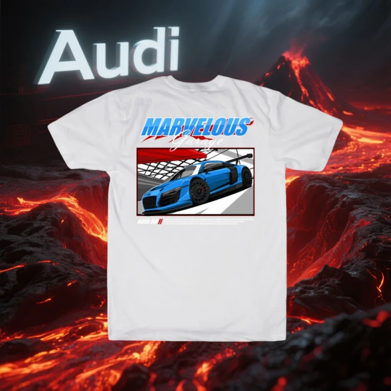 

Audi R8 T-shirt Sports Car Peripheral T-shirt AUDI Car Brand Printed T-shirt for Car Enthusiasts Unisex Casual Short Sleeved