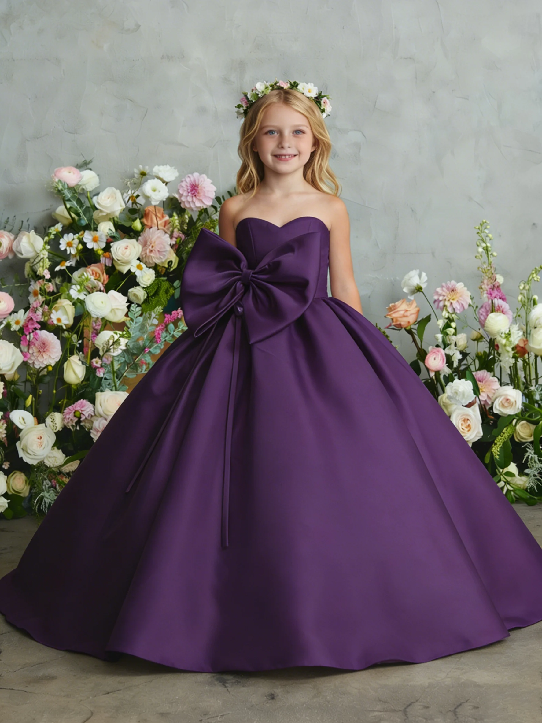 Pink Flower Gierl Dress for Wedding Pearls Beading Tulle Puffy Princess Kids Birthday Party First Communion Ball Gown Customized