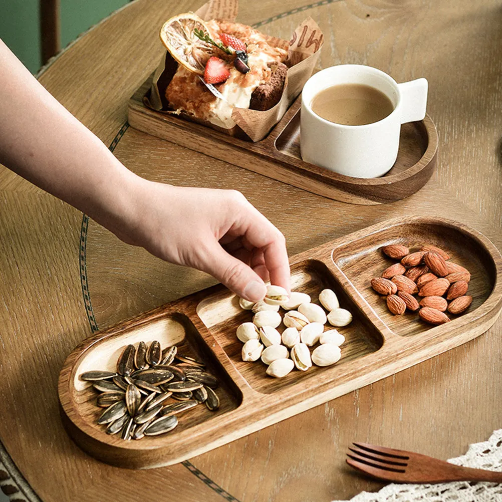 

Elegant Wooden Snack Plate Large Capacity Multi-Function Candy Tray for Parties Leisure Time Serving Snacks Household Dry Fruit