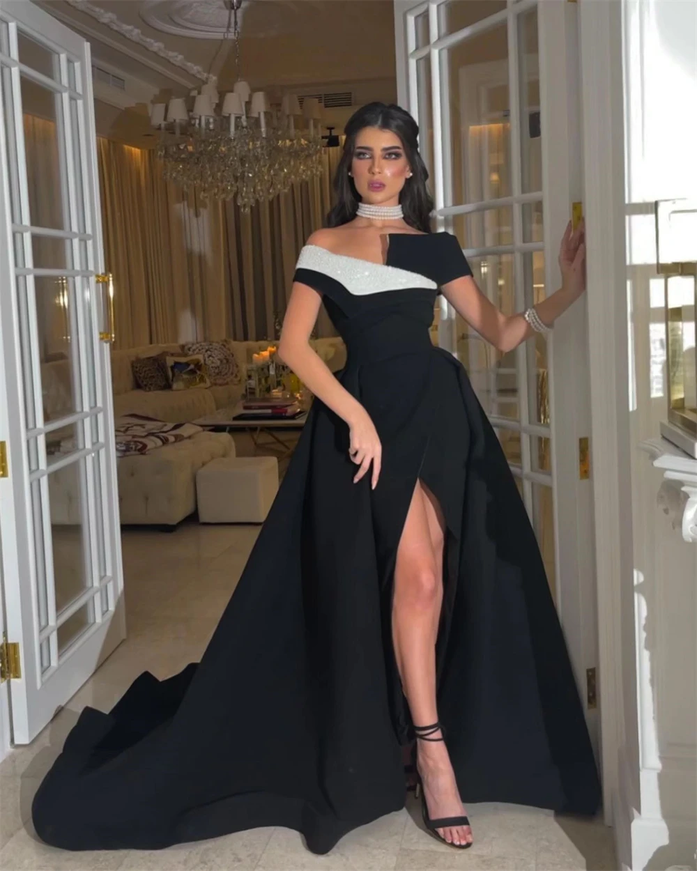 Customized Jiayigong Fashion Off-the-shoulder Sheath Cocktail Sequin Draped S Occasion Evening Gown birthday dress for women