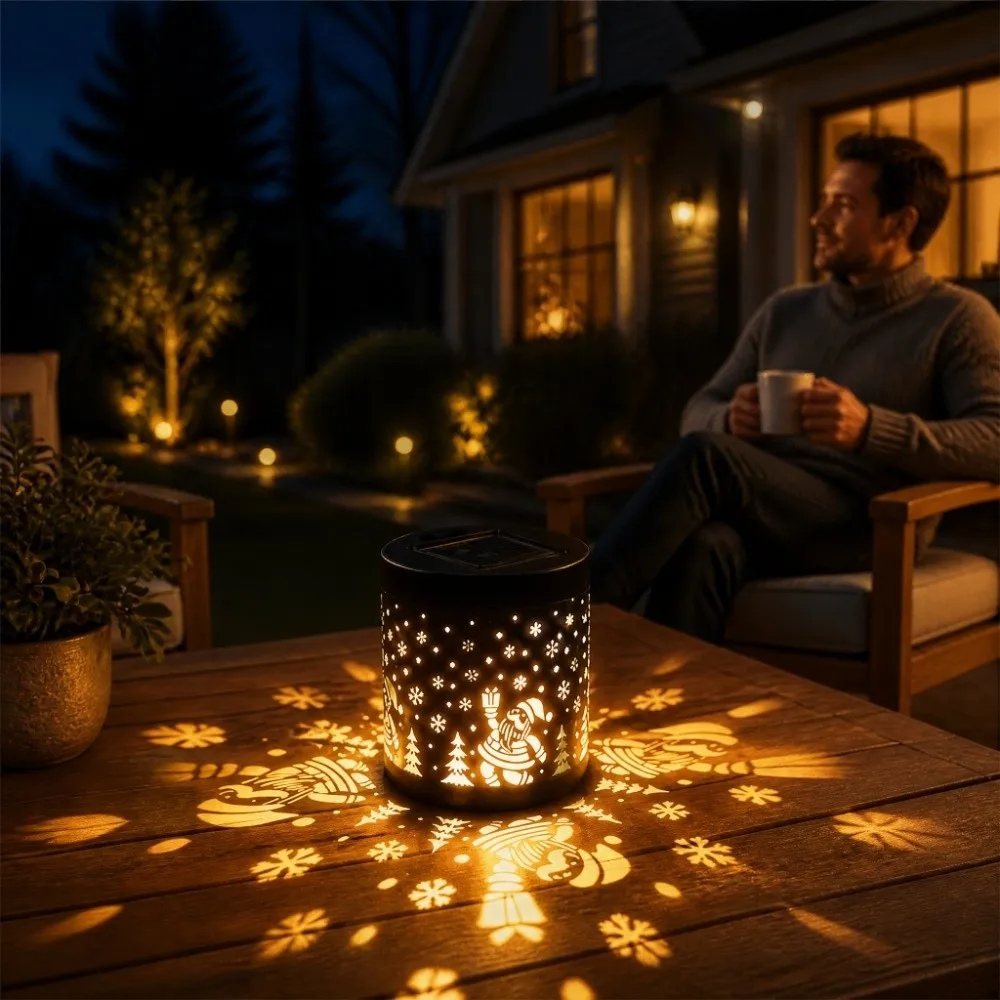 Santa Claus Waterproof Solar Light Warm LED Wall Light Solar Powered Projection Projection Light Porch