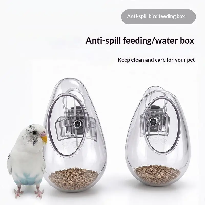1PcsWall Hanging Bird Food Cup Anti Splashing Transparent Bird Feeding Bowl Detachable Plastic Parrot Feeder Drinker view 3