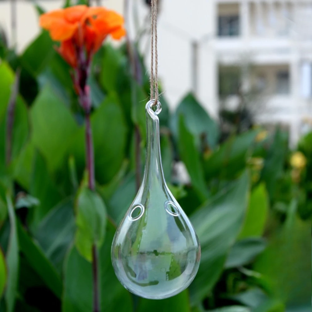 Kreative transparente hängende transparente Glaströpfchenförmige Vase Heimdekoration Hochzeit Teelichthalter Dekoration Ornament