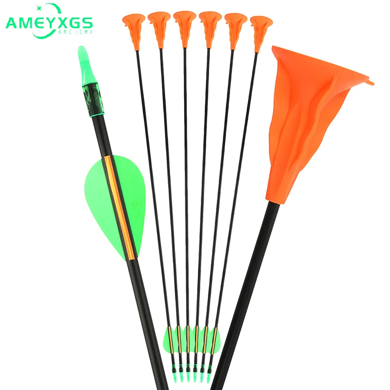 

Archery 12pcs Arrow Rubber Sucker Arrowhead Fiberglass Arrow Shaft 2 Inch Rubber Water-drop Vanes OD 6mm Practice Training Arrow