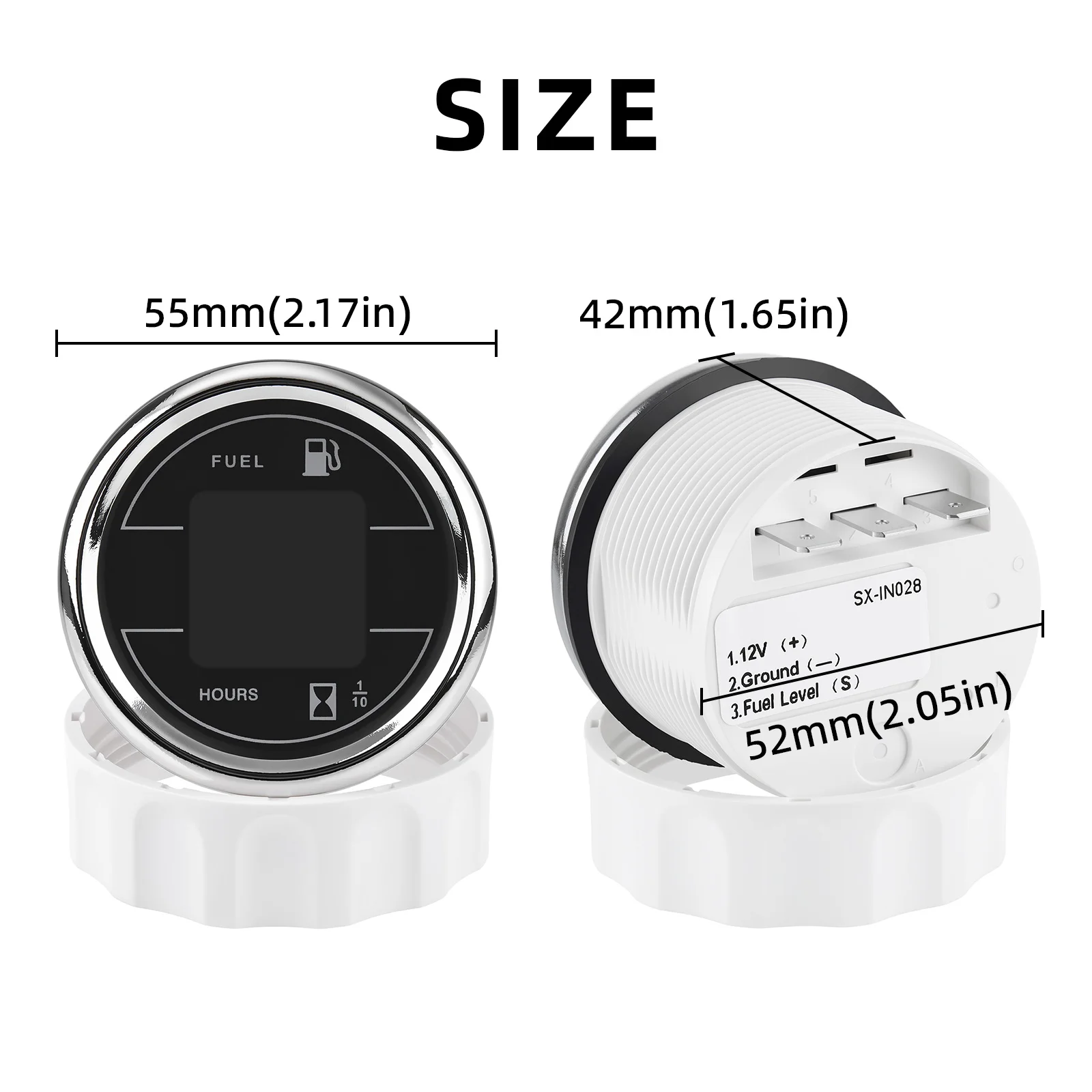 Car Motorcycle Fuel Level Gauge + Hour Meter 2in1 12V 2