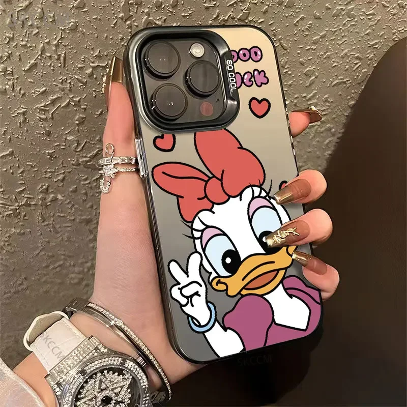 Luxtury Cute Young Donald Duck Pattern Plating Phone Case for iPhone 15 Pro Max 14 Max 13 ProMax 12 11 X XS XR 7 8 Plus Cover