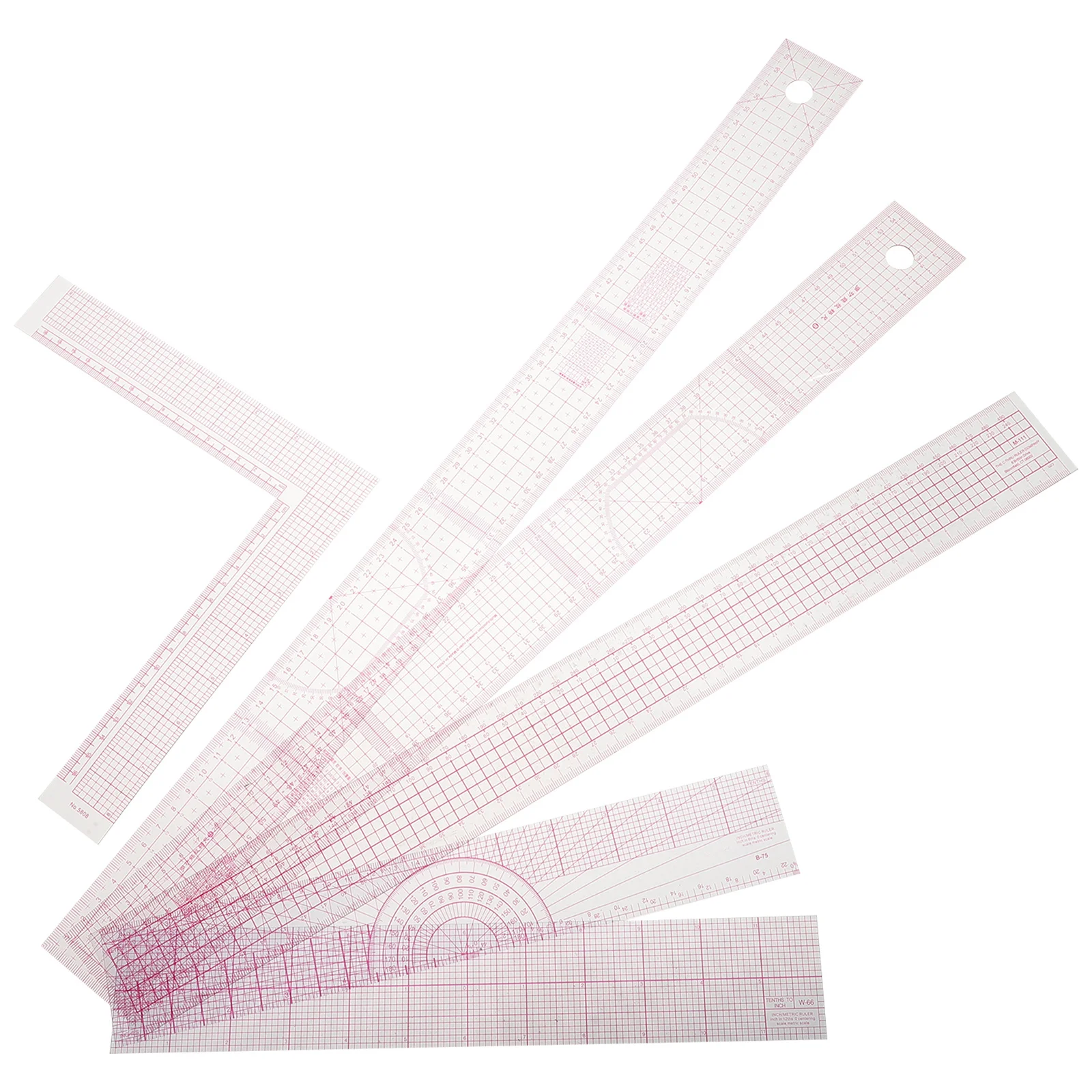 

6Pcs Tailoring Ruler Set Professional Sewing Rulers for Pattern Making Fabric Cutting Measuring Tools Plastic Square Ruler