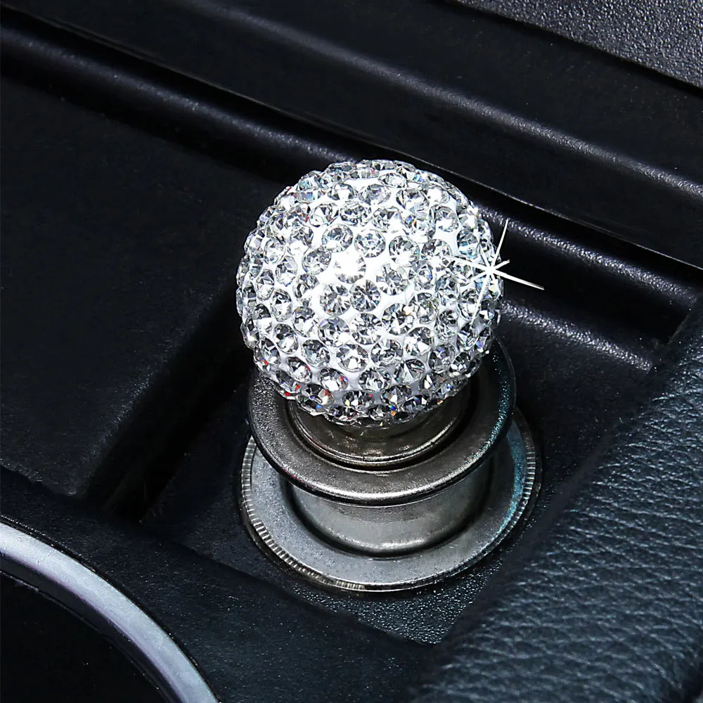 

Metal Bling Bling Shiny Rhinestone Styling Car Cigarette Lighter Eject Button 12V Push Button for Girls Auto Decor Accessories