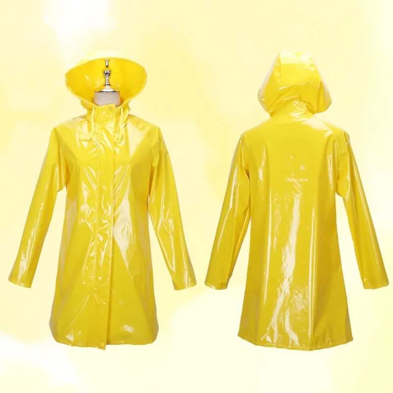 Film Coralin Costume Cosplay Wybie COS cappotto adulto Halloween Dress Up Party giallo impermeabile giacca Anime Cartoon Costume parrucca