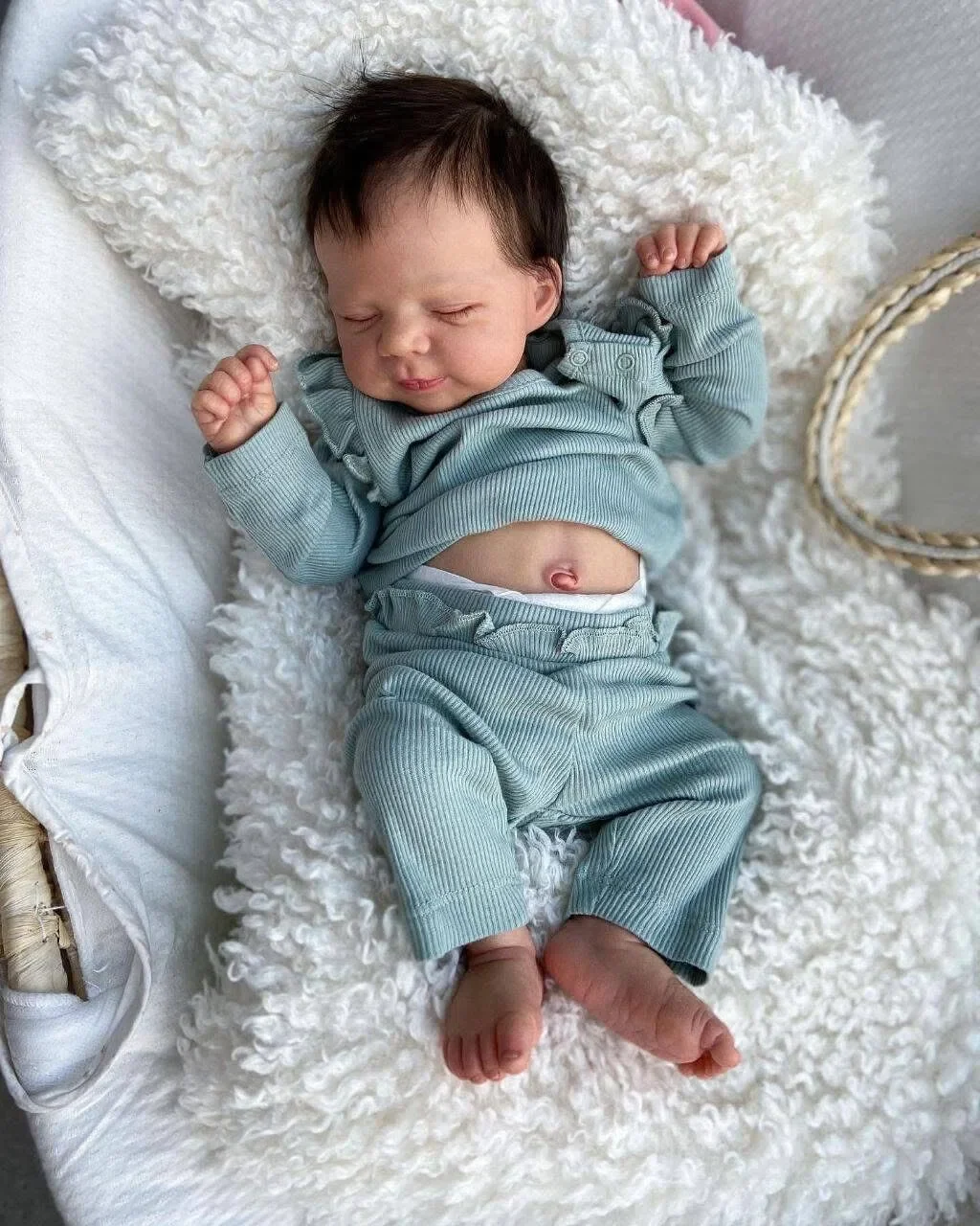 

NPK 18'' Handmade 3D Skin Visible Veins Reborn Sleeping Baby Pascale Soft Touch with Hand-Rooting Hair Lifelike Baby Dolls Gift