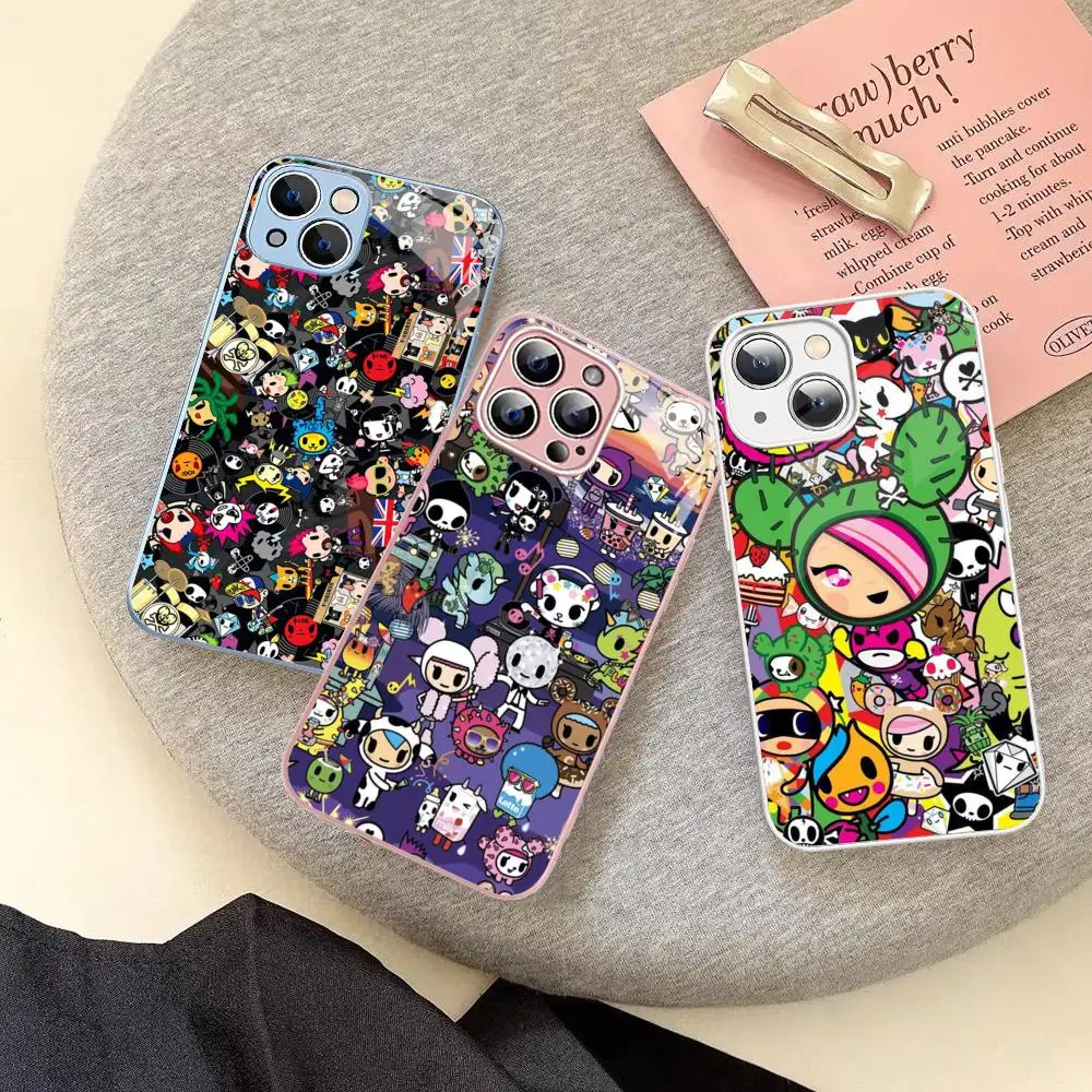 Japan T-TokidokiS Phone Case Tempered Glass For iphone 14 13 12 11 Pro Mini XS MAX 14Plus X XS XR Fundas