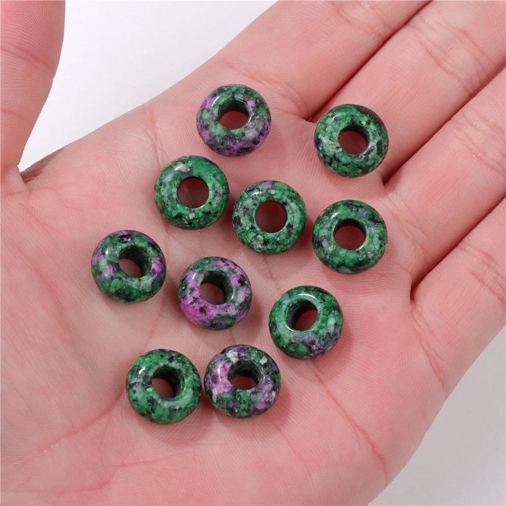 Wholesale Natural Stone Big Hole Beads Smooth Round Abacus Shape Large Hole Pendant Bead for Jewelry Making DIY Accessories