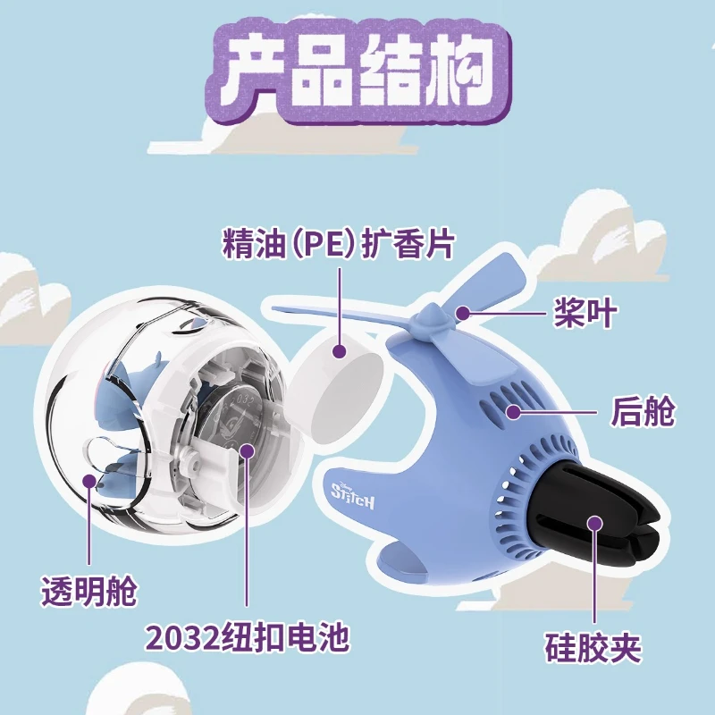 Disney Lilo & Stitch Mobil Bola Terbang Dekorasi Lampu Suasana Anime Kartun Buzz Lightyear Hadiah Mainan Ornamen Saluran Udara Mobil