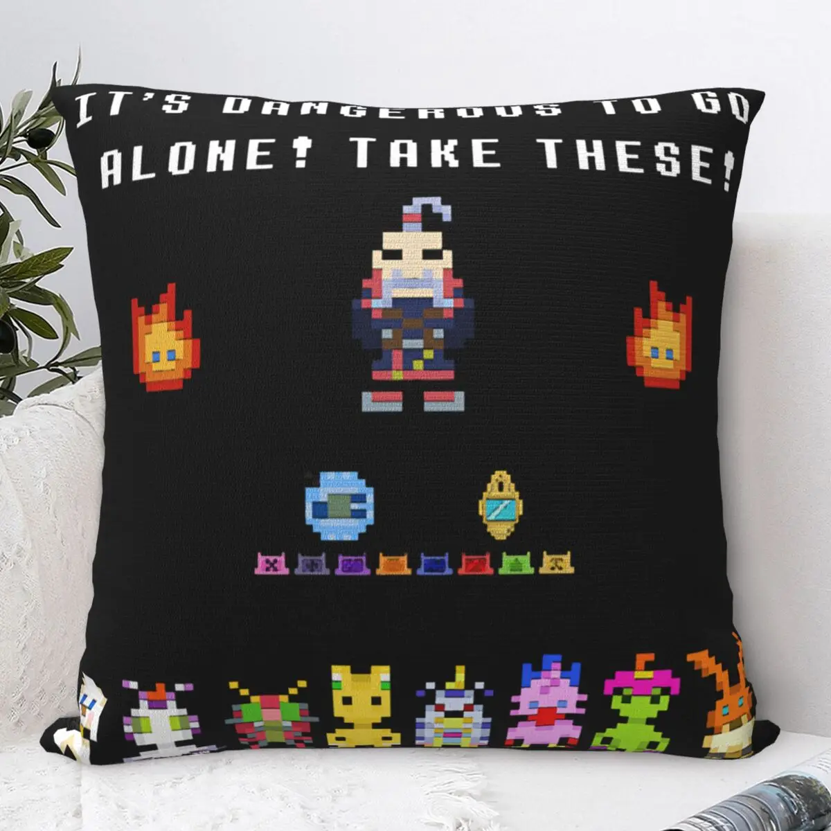 

Y2K Home Digital Monster Digimon Dangerous To Go Alone Decor Pillowcases Stuff Pillow Covers Zipper Multi Size