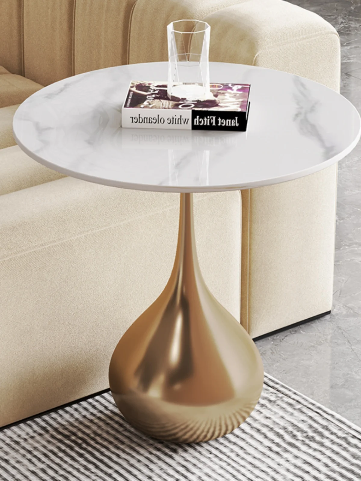 Rock board metal marble small round table small coffee table negotiation table bedside cabinet creative table