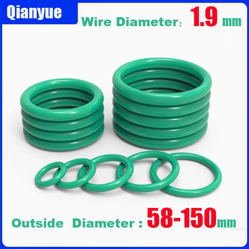 

Large Size FKM Fluorocarbon O-Rings,58mm to 150mm Outer Diameter,1.9mm Thickness for Extreme Environments