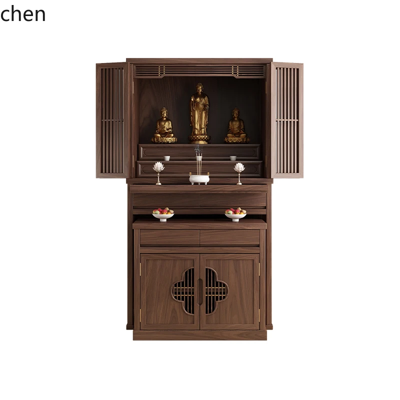 HXL offering table Shentai integrated Buddhist hall Shentai Bodhisattva offering table God of Wealth shrine cabinet with door