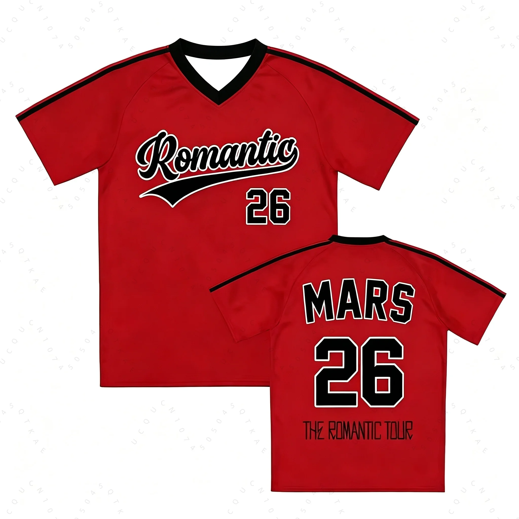 Bruno Mars The Romantic Tour Football Unisex V‑Neck Sport Jersey Short Sleeve Graphic Print Merch Beach T-Shirt Men Women Tops
