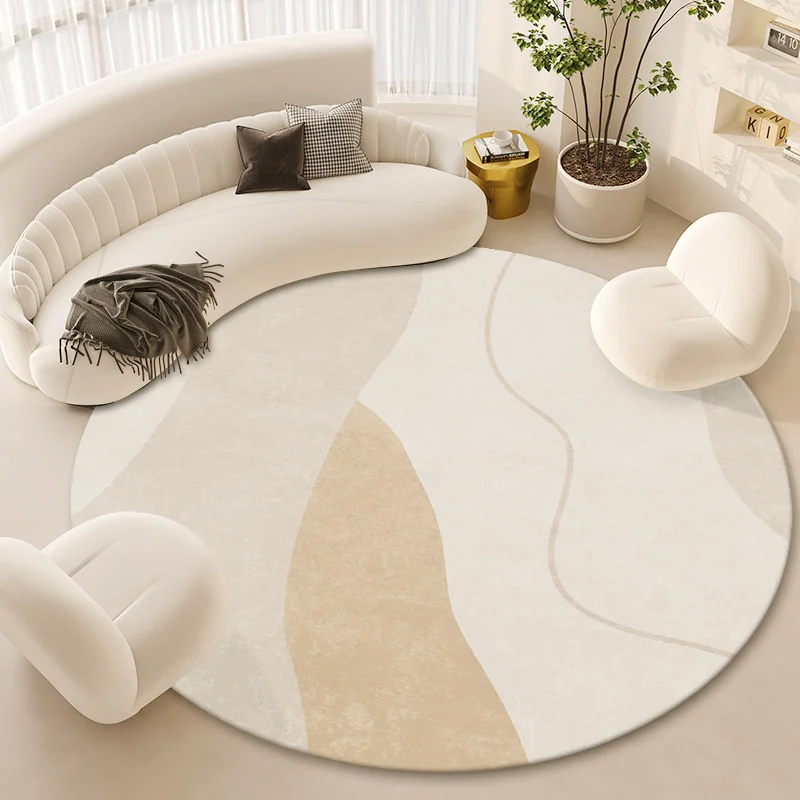 Light Luxury Round Cream Style Carpet Living Room Large Area Thickened Sofa Carpets Coffee Table Nonslip Bedroom Study Round Rug