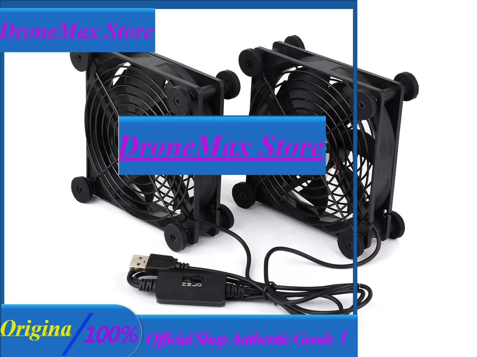 DroMa120mm USB 5V Quiet Cooling Fan 3-Speed Adjustable Metal Grill Protective 52CFM For Router PS5 NAS Cabinet