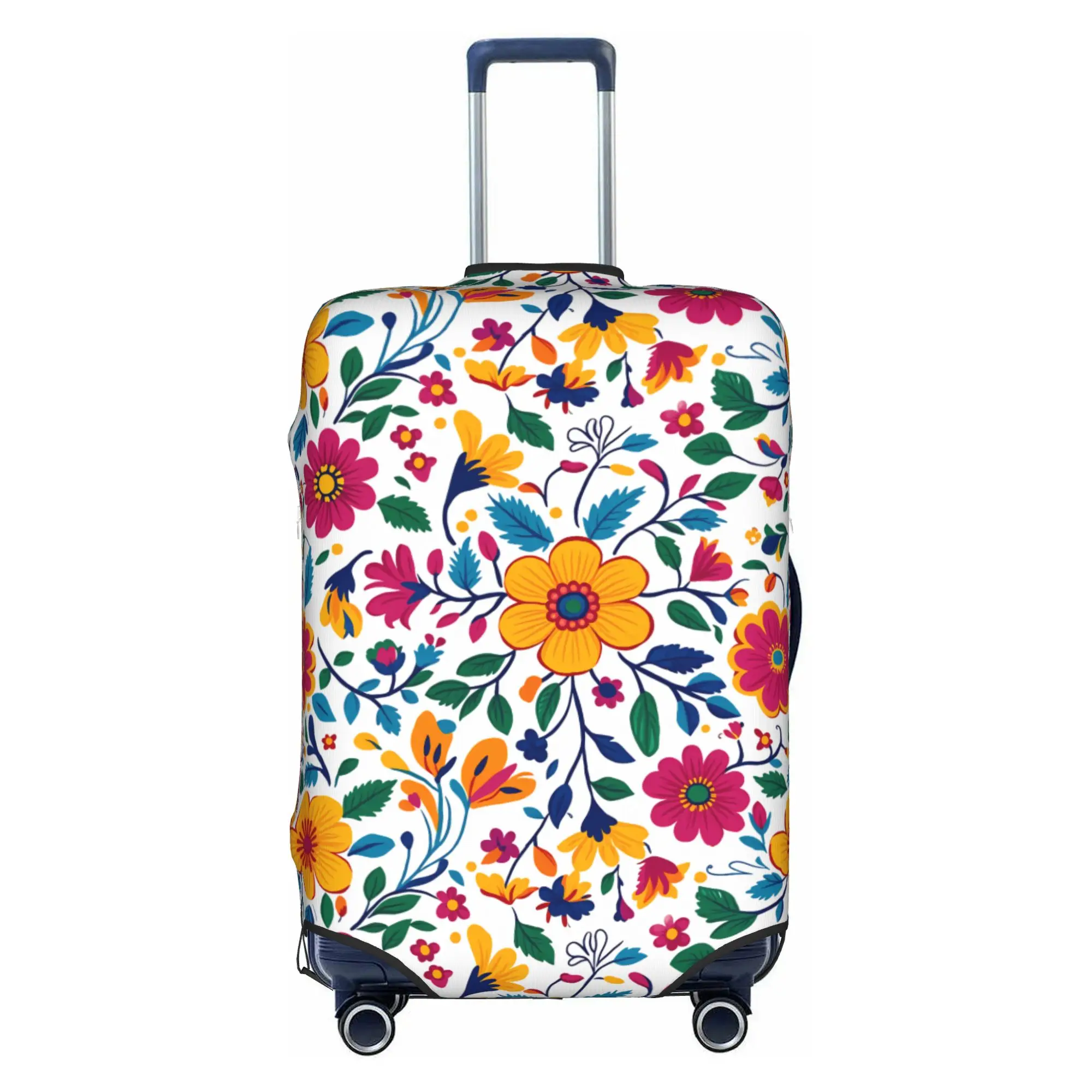 Cute Bright Mexican Otomi Floral Luggage Cover Protector Elastic  Travel Suitcase Covers