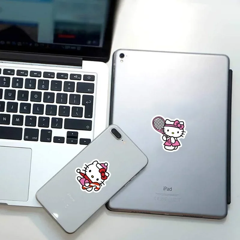 สติกเกอร์ Santio 50ชิ้นสติกเกอร์รูป Hello Kitty น่ารักถ้วยน้ำเคสโทรศัพท์มือถือรูปการ์ตูนแท็บเล็ตกระเป๋าเดินทางสติกเกอร์กันน้ำขายส่ง