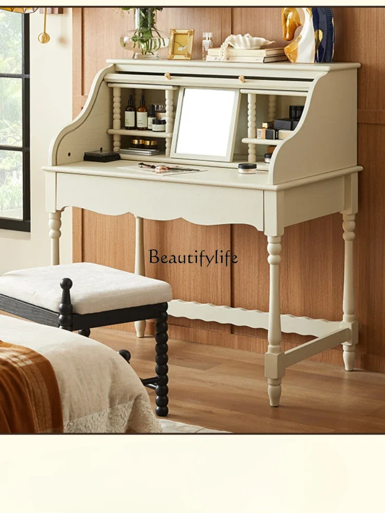 

French retro cream style solid wood dressing cabinet storage cabinet integrated bedroom