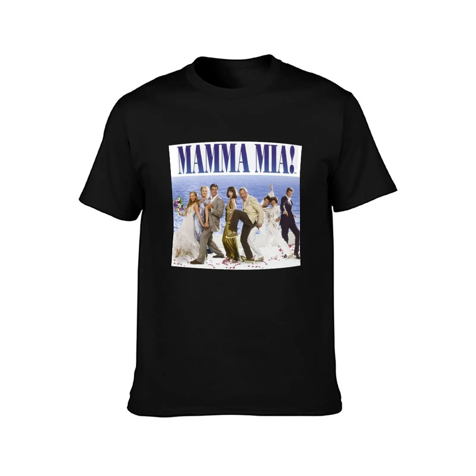Mamma Mia Cast Poster T-Shirt, Summer Casual Cotton Tee, Oversized Streetwear Tops, Vintage Graphic Print, Unisex Men Women