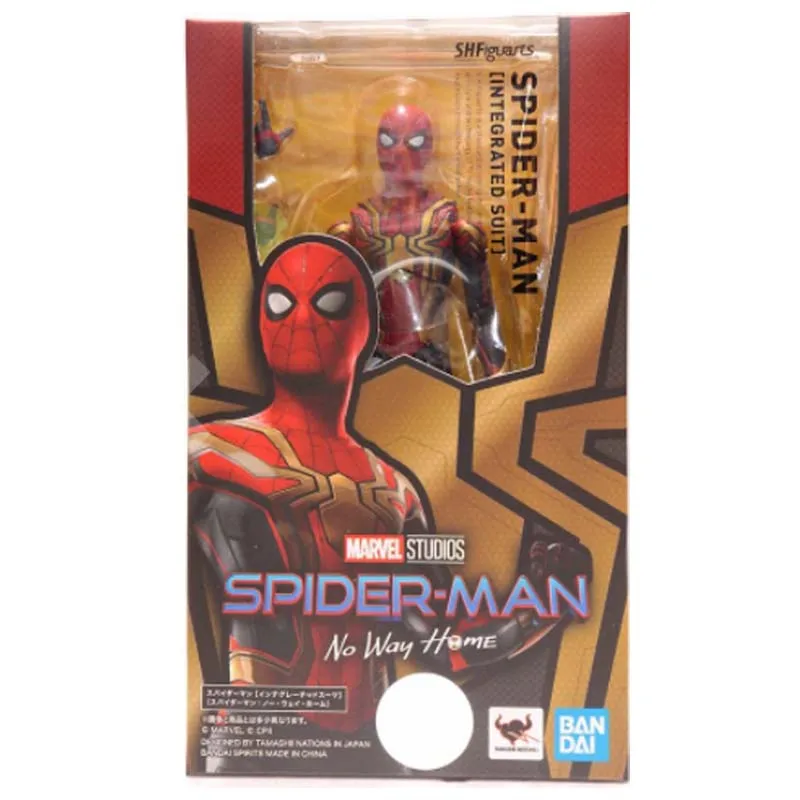 Bandai Shf Spider Man Movie 3 New Version Hero No Return Dutch Brother Red Gold Fusion Integrated Battle Suit Figure Model