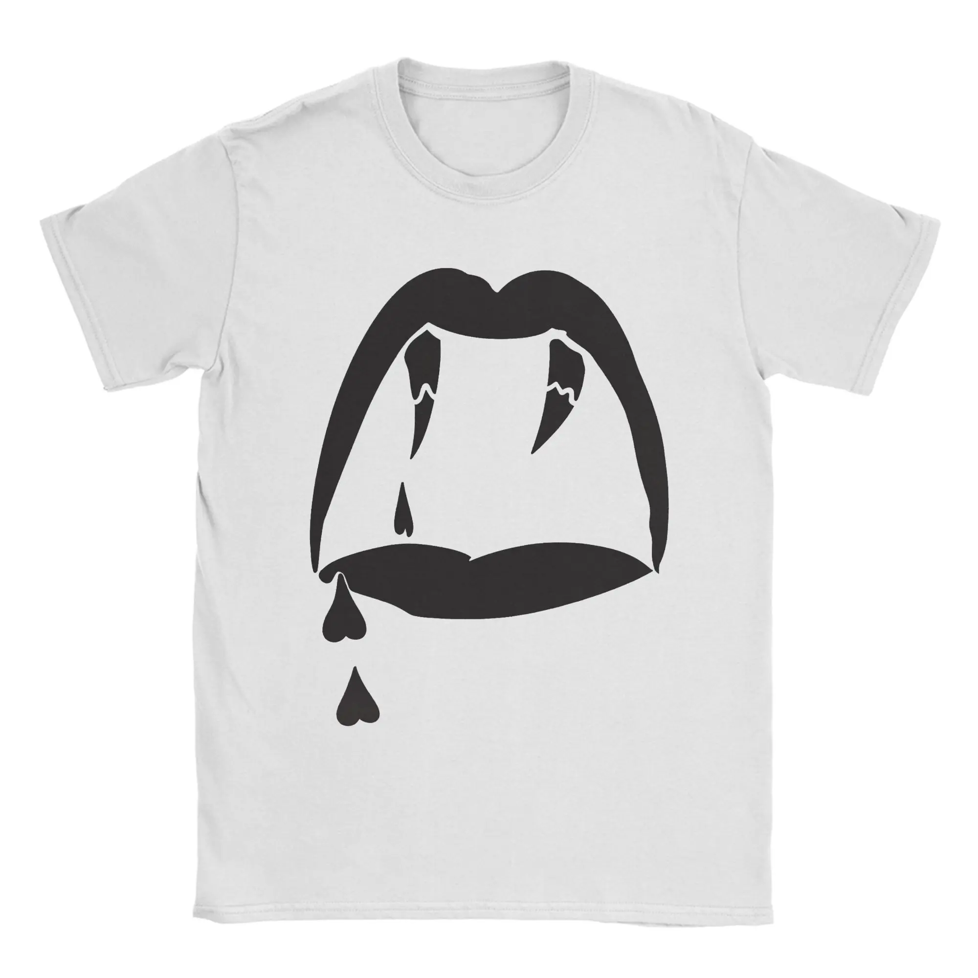Vampire Lips  T Shirt for Men 100% Cotton Humor T-Shirt Crewneck  Tee Shirt Short Sleeve Clothing Summer