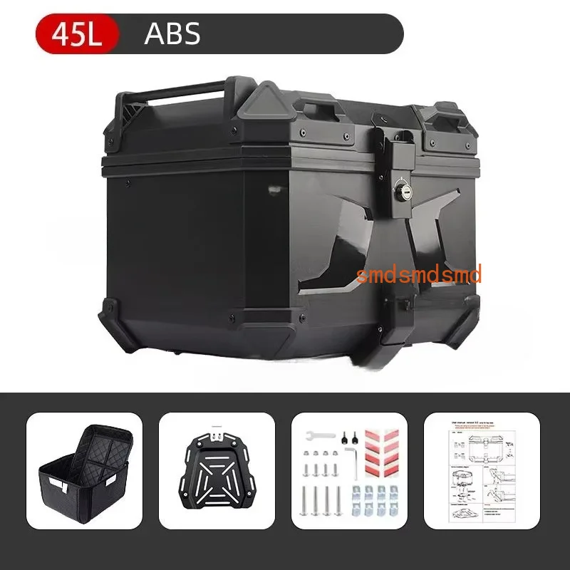 45L 58L Motorcycle Tail Box High Strength ABS Plastic Luggage Box Electric Bike Quick Release Waterproof & Impact Resistant Case