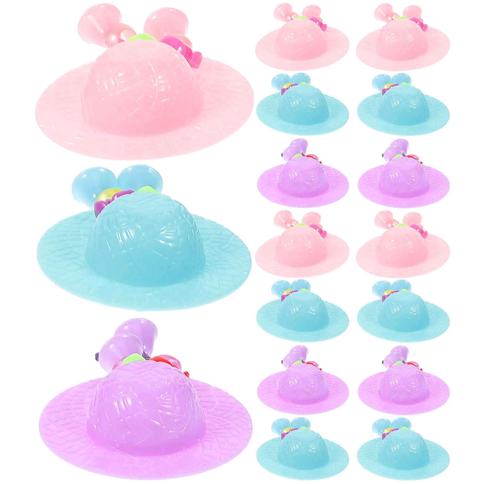 30 pçs mini chapéu de plástico falso chapéu charme para diy artesanato decorativo em miniatura cocar encantos fingir jogar conjunto pequena casa decoração