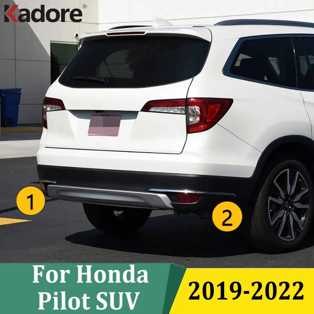 

For Honda Pilot SUV 2019 2020 2021 2022 ABS Chrome Front Rear Bumper Corner Protector Trim Strip Cover Exterior Accessories